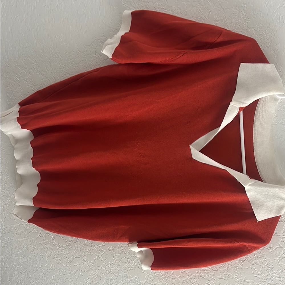 Red and White Collared Sweater